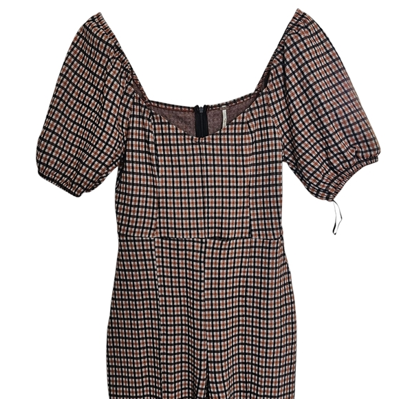 Free People Oxford Plaid Wide-Leg Jumpsuit Size S - Picture 5 of 11
